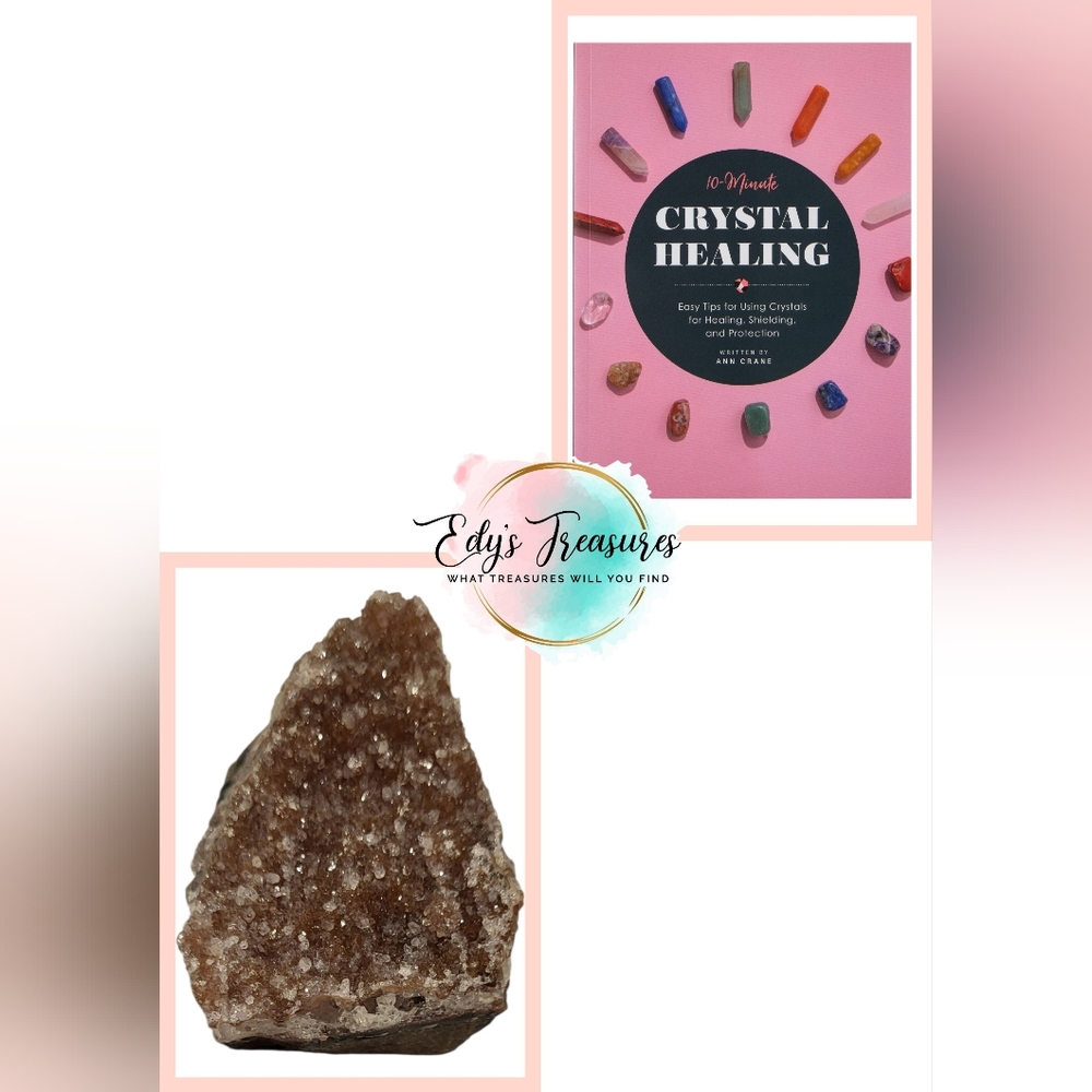 10-Minute Crystal Healing Book & Raw Amethyst Cluster Starter Gift Set